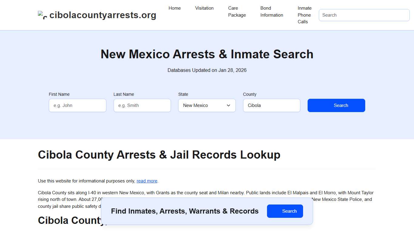 Cibola County, NM Arrests, Warrants, Police Records Search