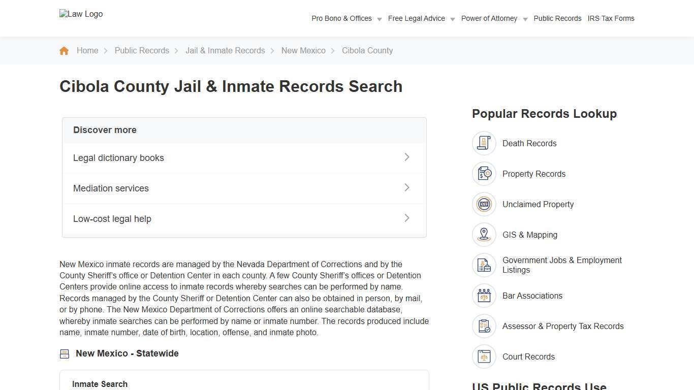 Cibola County Jail & Inmate Records Search - LawInfoPedia